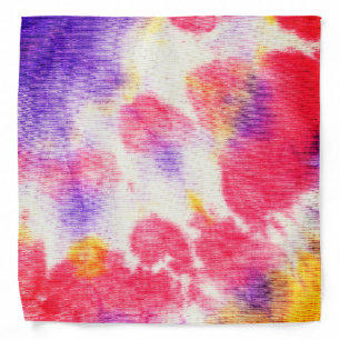 Red purple yellow white tie dye bandana
