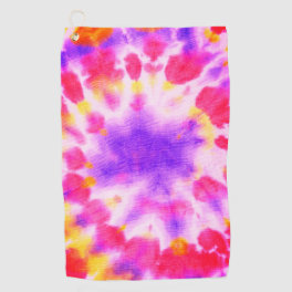 Red purple yellow white tie dye v2 golf towel