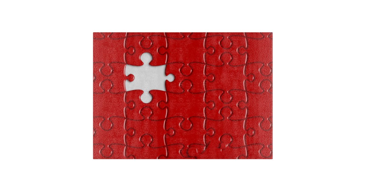 red puzzle cutting board Zazzle