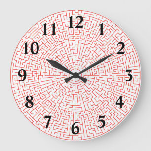 Red Puzzle Large Clock