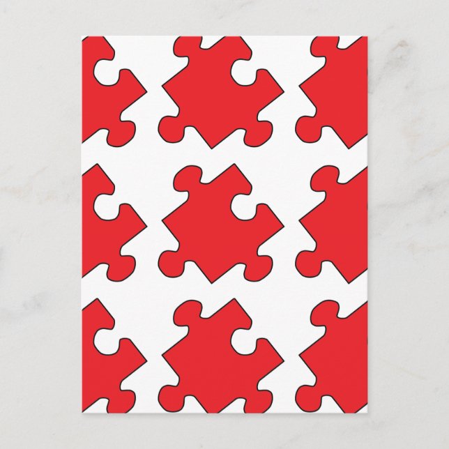 RED PUZZLE PIECE POSTCARD (Front)