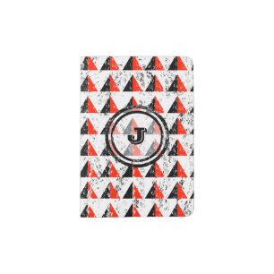 Red Pyramid Geometric Monogram Passport Holder