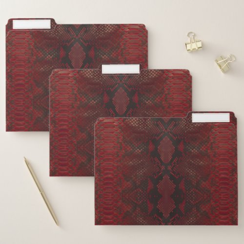 Red Python Snakeskin pattern File Folder