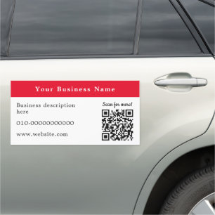 Red QR Code Business Name Details Promotion Car Magnet
