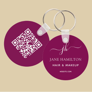Red QR Code Promotional Business Keychain