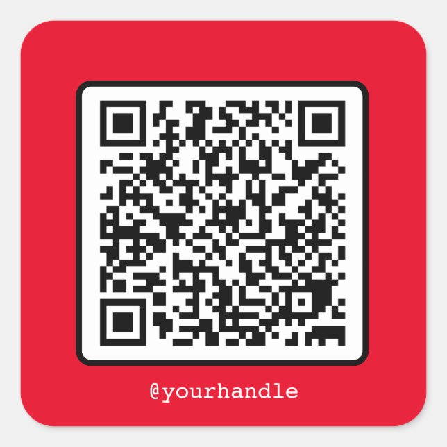 Red QR Code Simple Social Media Square Custom Square Sticker (Front)