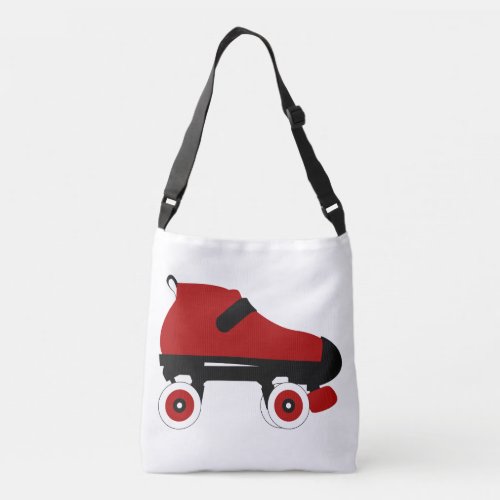 red quad roller derby skate crossbody bag