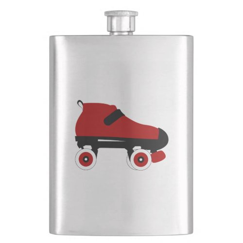 red quad roller derby skate flask