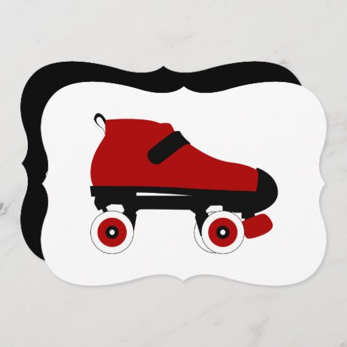 red quad roller derby skate invitation