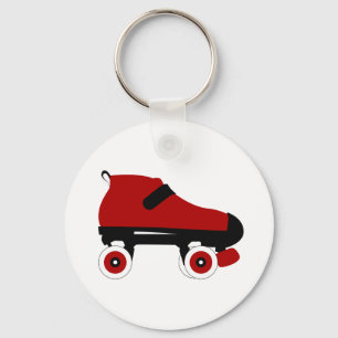 red quad roller derby skate keychain