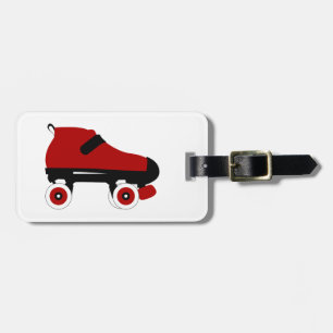 red quad roller derby skate luggage tag