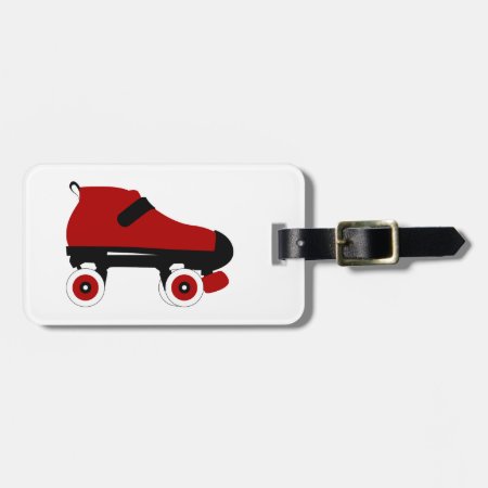 Red Quad Roller Derby Skate Luggage Tag