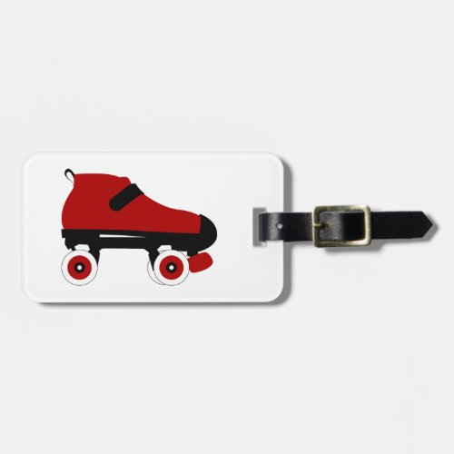 red quad roller derby skate luggage tag