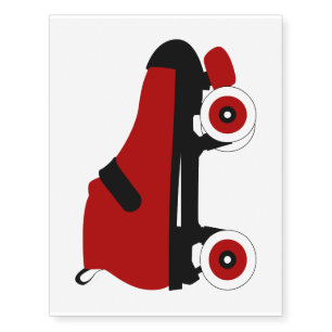 red quad roller derby skate temporary tattoos