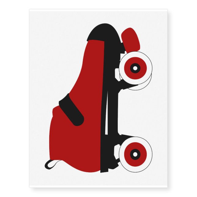 red quad roller derby skate temporary tattoos (Front)