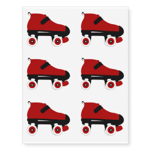 red quad roller derby skate temporary tattoos