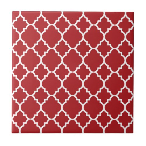 Red Quatrefoil Moroccan Pattern Tile