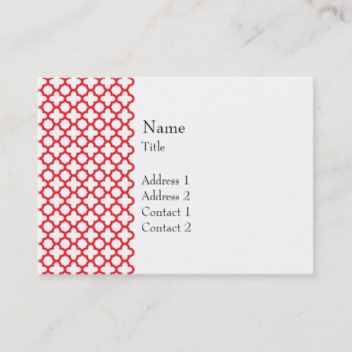 Red Quatrefoil Pattern Business Card