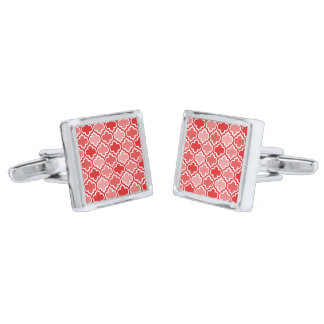Red Quatrefoil Pattern Cufflinks