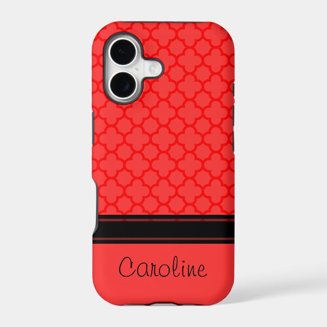 Red Quatrefoil Pattern Iphone Case (Back)