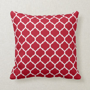 Red quatrefoil patterned  throw pillow