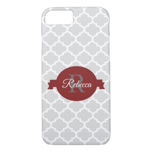 Red Quatrefoil Personalized iPhone 87 Case