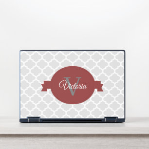 Red Quatrefoil Personalized HP Laptop Skin