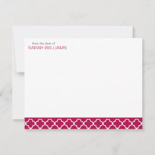 Red Quatrefoil Thank You Notes Invitation