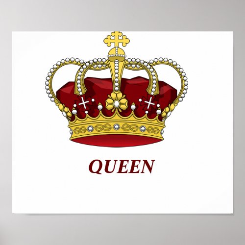 Red queen and crown poster