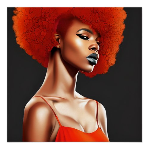 Red Queen Auburn Cute Hair Black Melanin Afro Poster