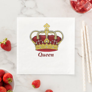 Red Queen Crown Paper Dinner Napkins