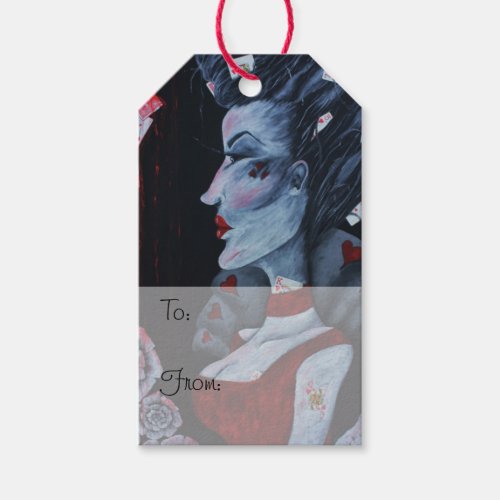 Red Queen Hearts Alice Wonderland Roses Goth Art Gift Tags
