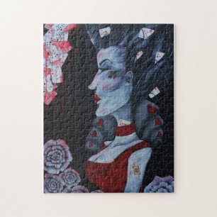 Red Queen Of Hearts Alice Wonderland Fantasy Art Jigsaw Puzzle