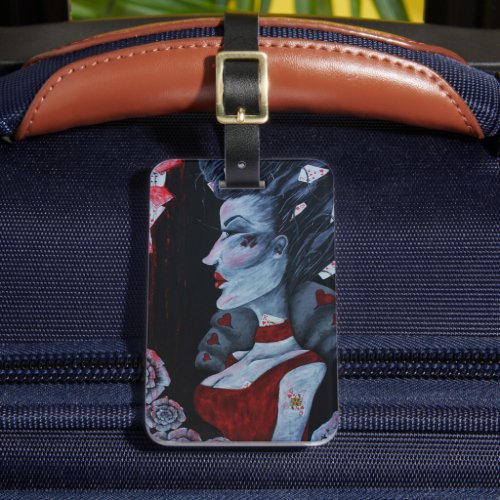 Red Queen Of Hearts Alice Wonderland Fantasy Art Luggage Tag