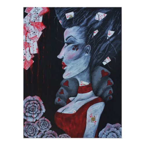 Red Queen Of Hearts Alice Wonderland Fantasy Art Photo Print