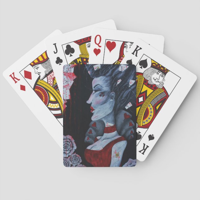 Red Queen Of Hearts Alice Wonderland Fantasy Art Poker Cards (Back)