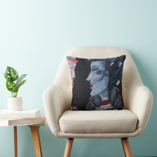 Red Queen Of Hearts Alice Wonderland Fantasy Art Throw Pillow