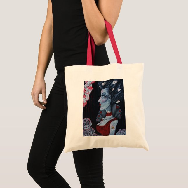 Red Queen Of Hearts Alice Wonderland Fantasy Art Tote Bag (Front (Product))
