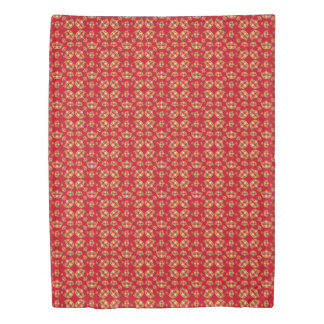 Red Queen of Hearts Gold Crown Repeat Design Duvet Cover