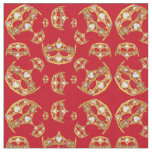 Red Queen of Hearts Gold Crown Repeat Design  Fabric