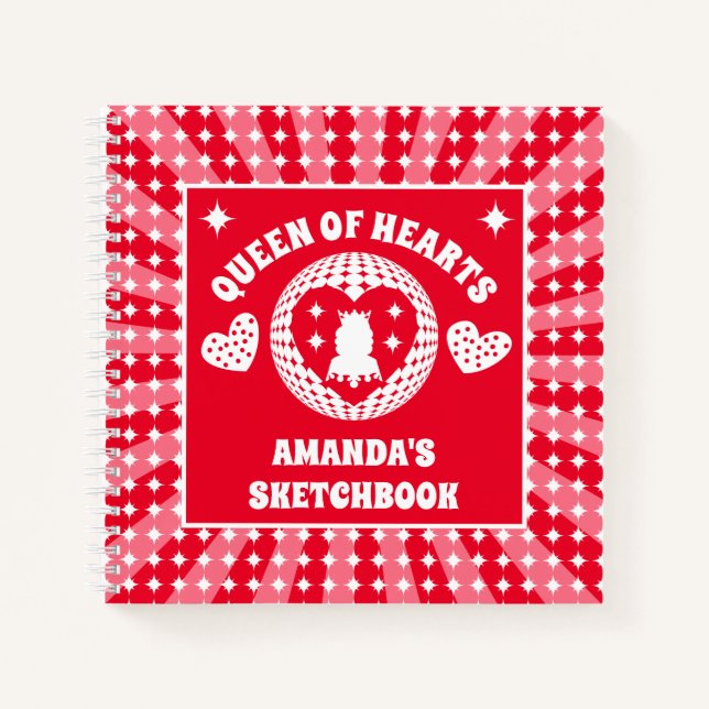 Red Queen Of Hearts Personalized Kids Sketchbook Notebook (Front)