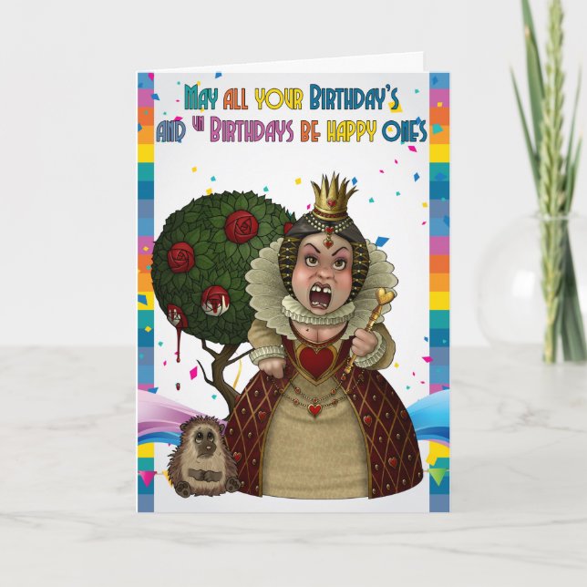 Red Queen, Wonderland Birthday Card (Front)