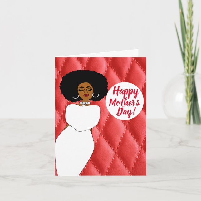 Red Quilted African American  Card (Front)