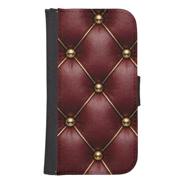 Red Quilted Leather & Gold Studs Phone Case (Front)