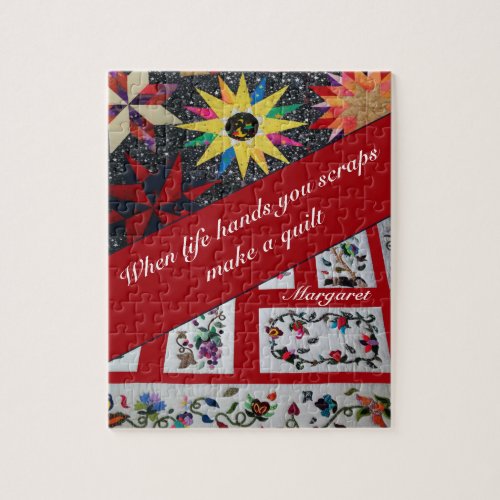 Red Quilting Make A Quilt Quote Jigsaw Puzzle