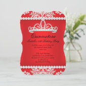 Red Quinceanera 15th Birthday Party Tiara Invitation (Standing Front)