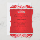 Red Quinceanera 15th Birthday Party Tiara Invitation (Back)