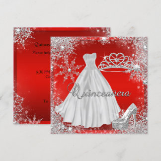 Red Quinceanera 15th Elite Elegant Birthday Party Invitation