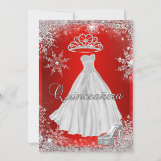 Red Quinceanera 15th Elite Elegant Birthday Party Invitation
