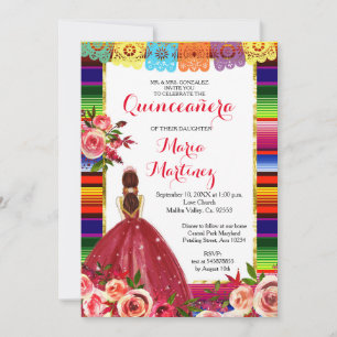 Red Quinceañera Birthday Invitation